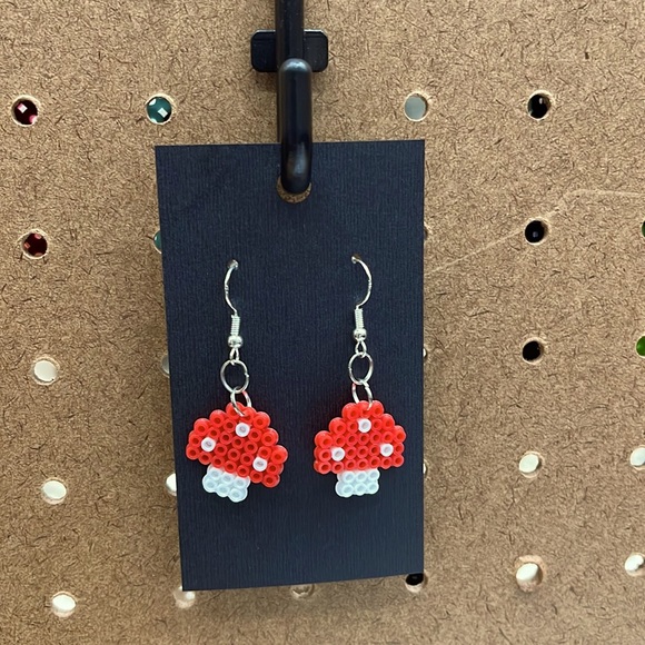 Jewelry - Mushroom perler bead earrings